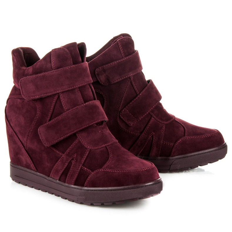 J. Star Turnschuhe aus Veloursleder mit Klettverschluss rot 1