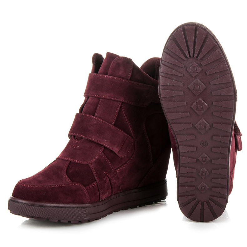 J. Star Turnschuhe aus Veloursleder mit Klettverschluss rot 2