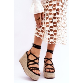 Keilsandalen aus Leder Schwarz Margaritt 1