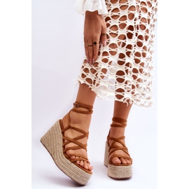 Keilsandalen aus Leder Braun Margaritt 1