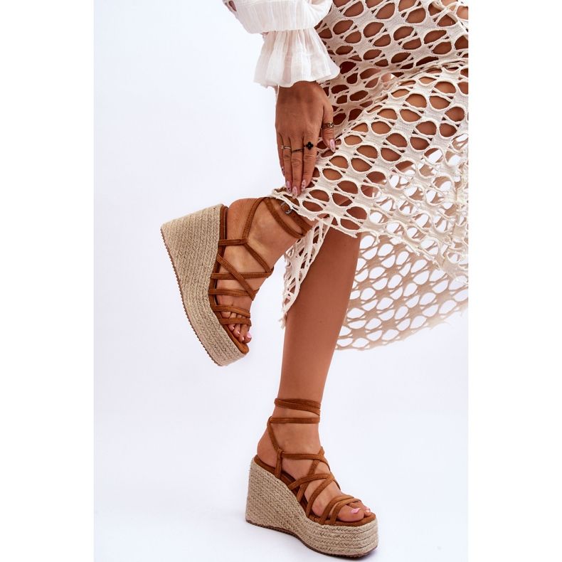 Keilsandalen aus Leder Braun Margaritt 2