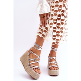 Margaritt Silberne Keilsandalen 1