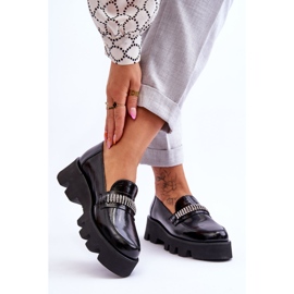 Modische Halbschuhe auf der Plattform mit Dekoration Laura Messi 2600 Schwarz 2