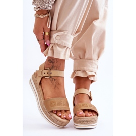 Bequeme Damen-Plateau-Sandalen Big Star LL274872 Beige braun 1
