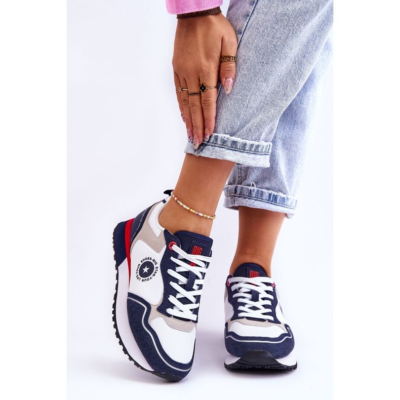 Damen-Sneaker Memory Foam System Big Star LL274538 Weiß-Marineblau 1