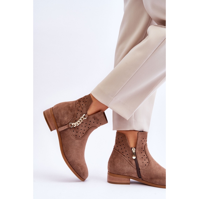 Vinceza Wildleder-Reißverschlussstiefel für Damen Beige Belliano 2