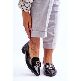 Vinceza Schwarze Loafer mit niedrigem Absatz aus Lackleder Asselia 1