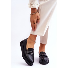 Vinceza Loafer aus Leder mit niedrigem Keilabsatz für Damen Schwarz Synthia 1