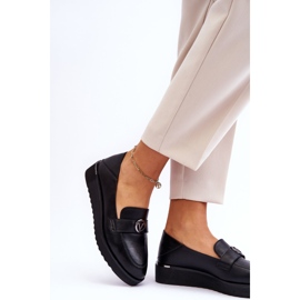Vinceza Loafer aus Leder mit niedrigem Keilabsatz für Damen Schwarz Synthia 2