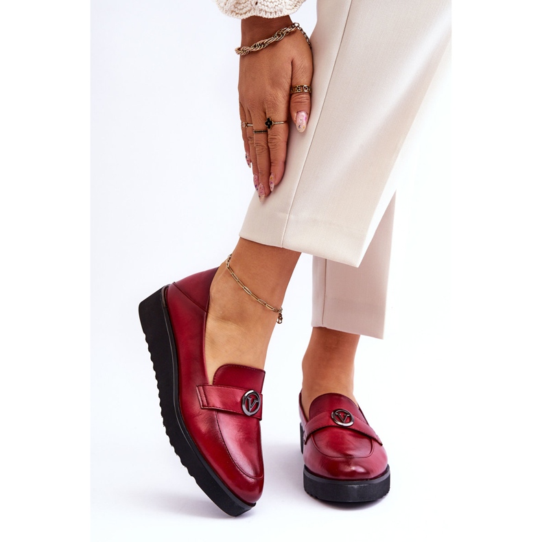 Vinceza Loafer aus Leder mit niedrigem Keilabsatz für Damen Red Synthia rot 1