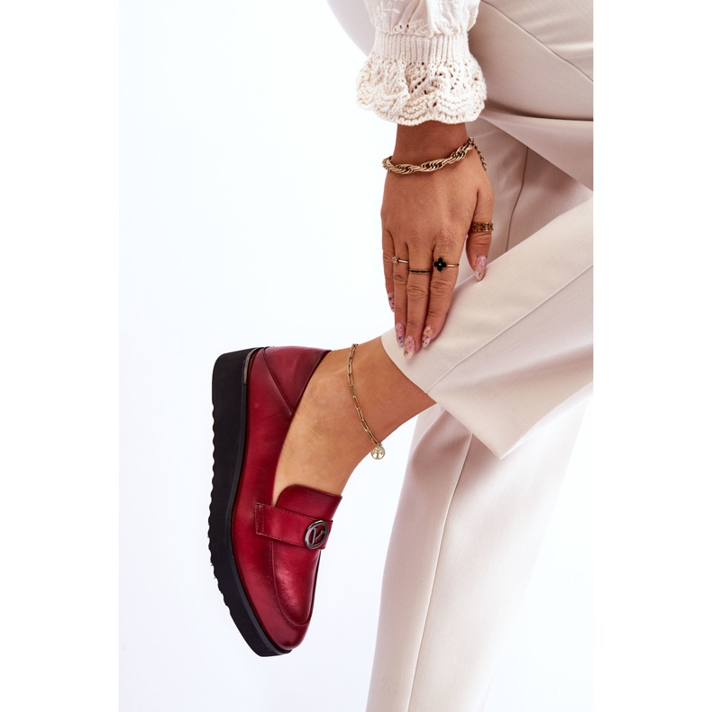 Vinceza Loafer aus Leder mit niedrigem Keilabsatz für Damen Red Synthia rot 2