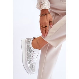 Vinceza Durchbrochene Sportschuhe aus Leder für Damen Weiß Marea 2