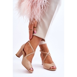 Damensandalen auf Absatz Sergio Leone SK864 Dunkelbeige 2