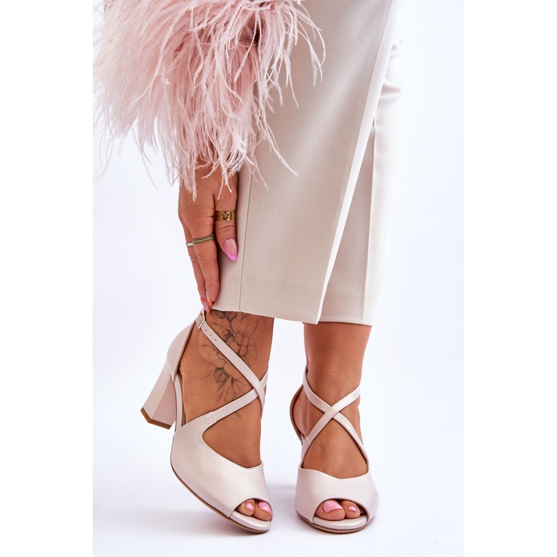 Damensandalen auf Absatz Sergio Leone SK864 Pearl Beige 1