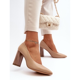 Elegante Pumps auf dekorativem Absatz Sergio Leone PB217 Dunkelbeige 2