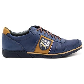 Polbut Freizeitschuhe für Herren aus Leder 2113 marineblau gelb 1