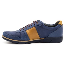 Polbut Freizeitschuhe für Herren aus Leder 2113 marineblau gelb 2