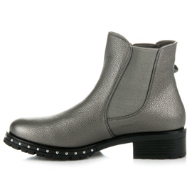 Ideal Shoes Silberne Chelsea-Stiefel mit Schleife grau 2