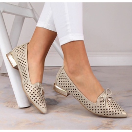 Durchbrochene goldfarbene spitze Damenschuhe Jezzi ASA178-5 golden 1