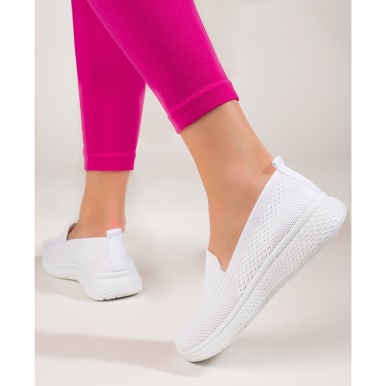 Damenslipper aus Stoff mit dicker Sohle Schwarz Shelovet weiß 2