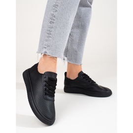 Schwarze Shelovet-Sneakers für Damen mit durchbrochener Arbeit 1