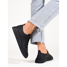 Schwarze Shelovet-Sneakers für Damen mit durchbrochener Arbeit 2