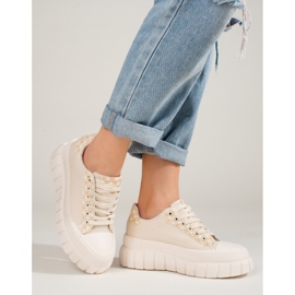 Cremefarbene Damensneaker auf hoher Shelovet-Plattform beige 2