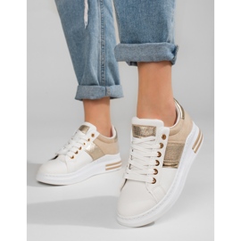 Damenschuhe auf einer dicken Sohle Shelovet weiß und beige 1