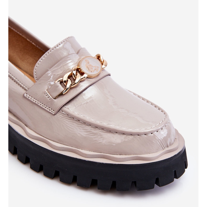 S.Barski Lackierte Plateau-Loafer Hellgrau Ronin 1
