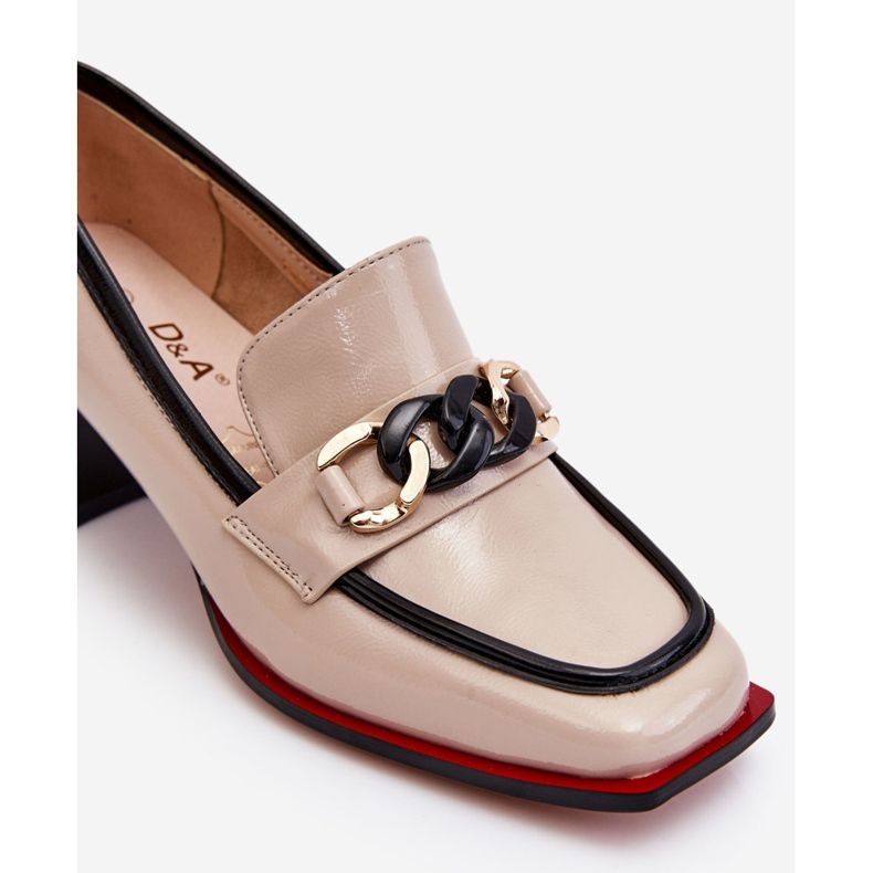 S.Barski Bequeme Pumps mit niedrigem Absatz Beige Valenti schwarz 1