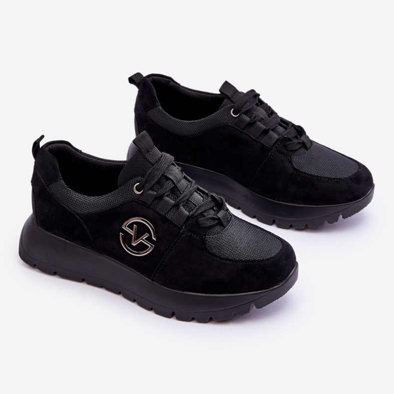 Vinceza Damen-Plattform-Sportschuhe Schwarz Aisha 1