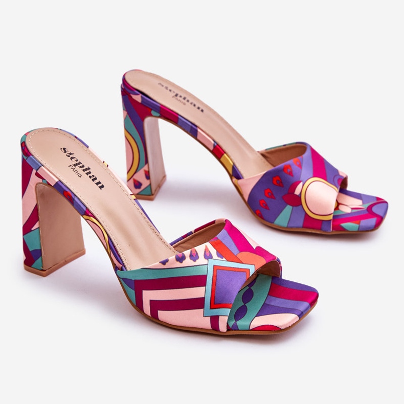 FS1 Gemusterte Damenhausschuhe Lila Adelise violett mehrfarbig 1