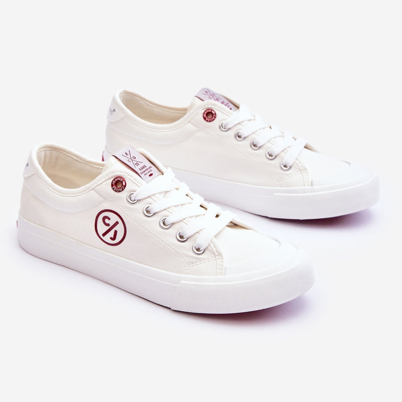 Damen Cross Jeans Stoff Turnschuhe LL2R4043 Weiß 1