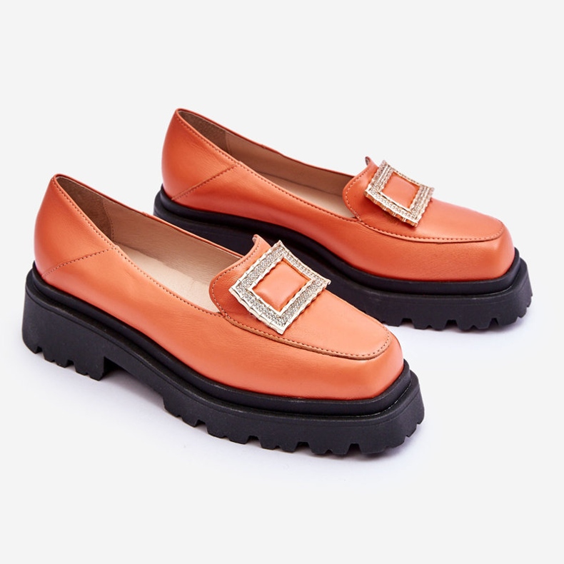 FILIPCZYK Bequeme orangefarbene Agathe-Leder-Loafer 1