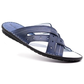 Polbut Herren Lederhausschuhe 2104 marineblau 1