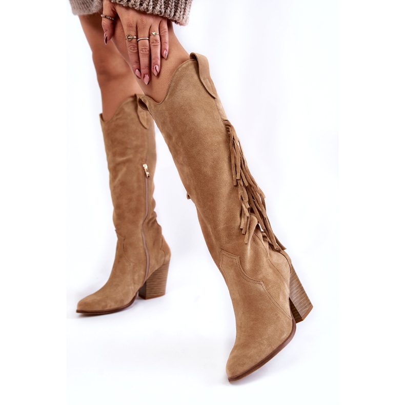 Lewski Shoes Cowboystiefel aus Wildleder für Damen Lewski 3094 / F Dunkelbeige 1