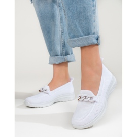 Bequemer Damen-Stoff-Slipper mit einer weißen Shelovet-Kette 1