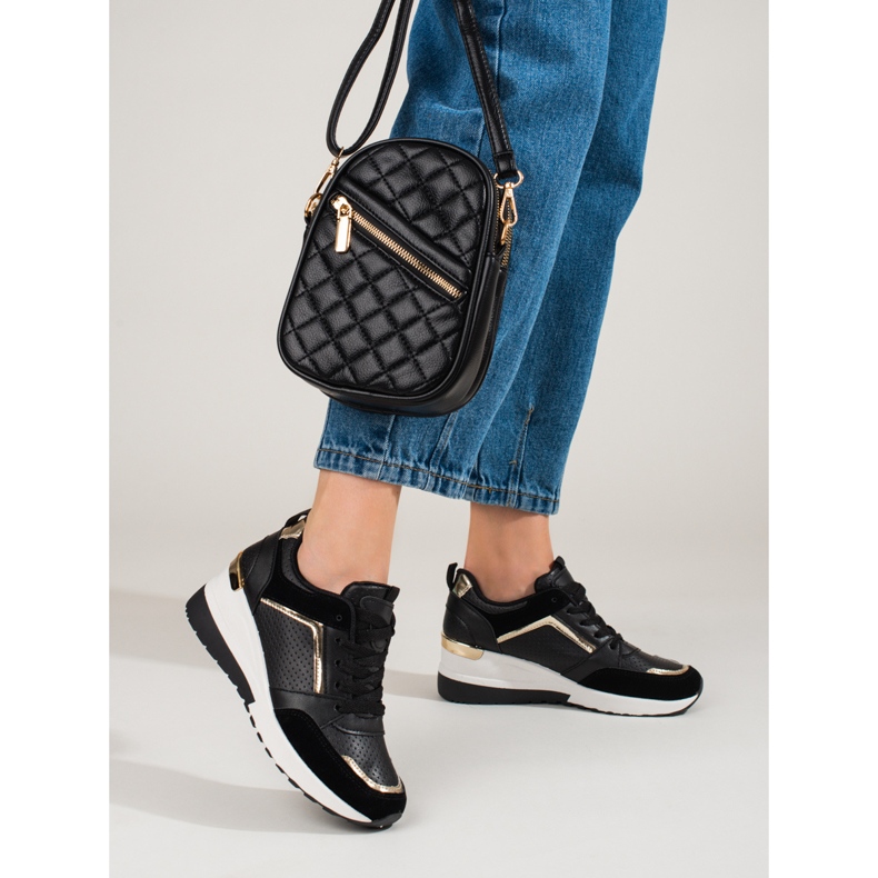 Schwarze Damen-Sneaker von Shelovet mit Keilabsatz 2