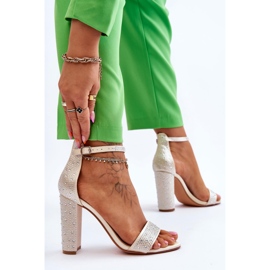 Damen-Sandalen mit hohem Absatz und Zirkonia beige Idealistic 2