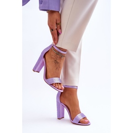 Damensandalen auf High Heels mit Zirkonia lila idealistisch violett 5