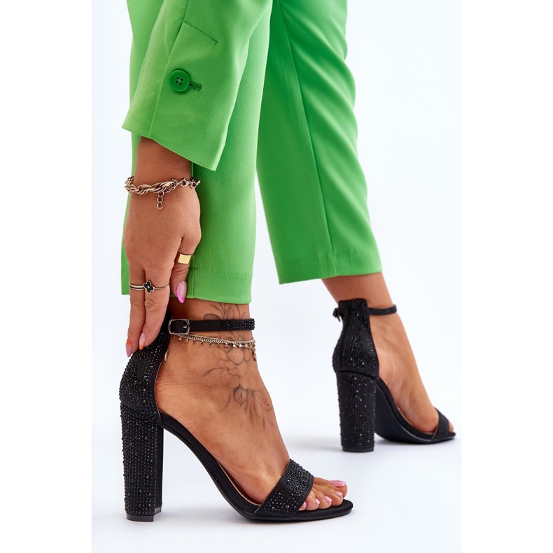 Damen-Sandalen mit hohem Absatz und Zirkonia Schwarz Idealistic 2