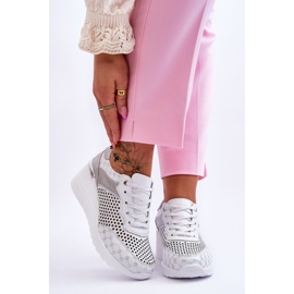 S.Barski Durchbrochene Turnschuhe aus Leder für Damen Weiß Virginia 1