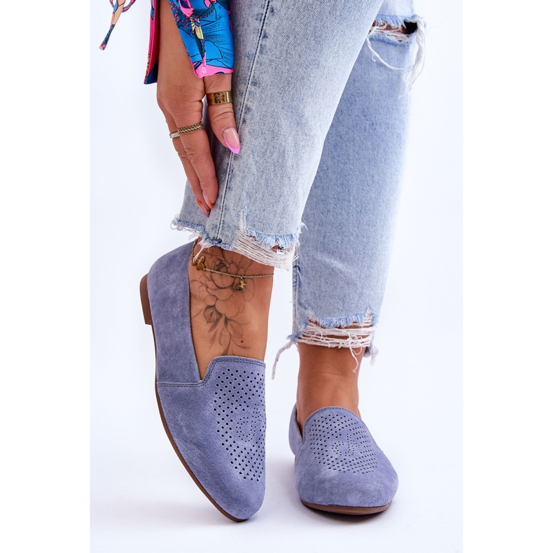 S.Barski Bequeme blaue Giovana Loafer aus Wildleder 2