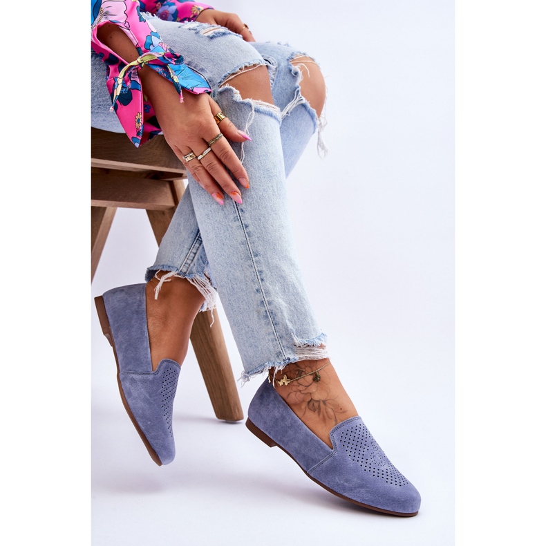 S.Barski Bequeme blaue Giovana Loafer aus Wildleder 1