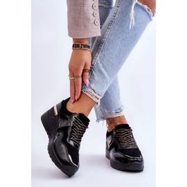 S.Barski Sportschuhe aus Leder mit Keilabsatz für Damen Schwarz Rebeca 2