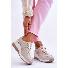 S.Barski Damen Rebeca Beige Wedge Sportschuhe aus Leder 2