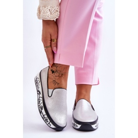 S.Barski Damen-Sneaker aus Leder zum Hineinschlüpfen Silber Ottavia 1