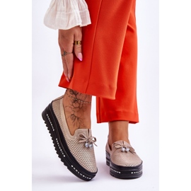 S.Barski Damen-Sneaker aus Leder zum Hineinschlüpfen Shiny Gold Raven golden 1