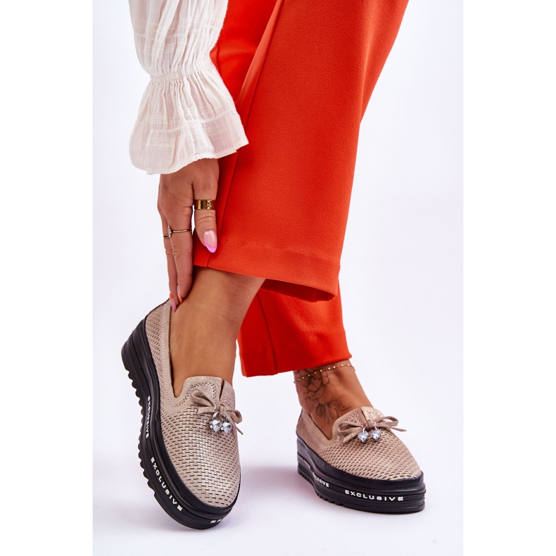 S.Barski Damen-Sneaker aus Leder zum Hineinschlüpfen Shiny Gold Raven golden 2