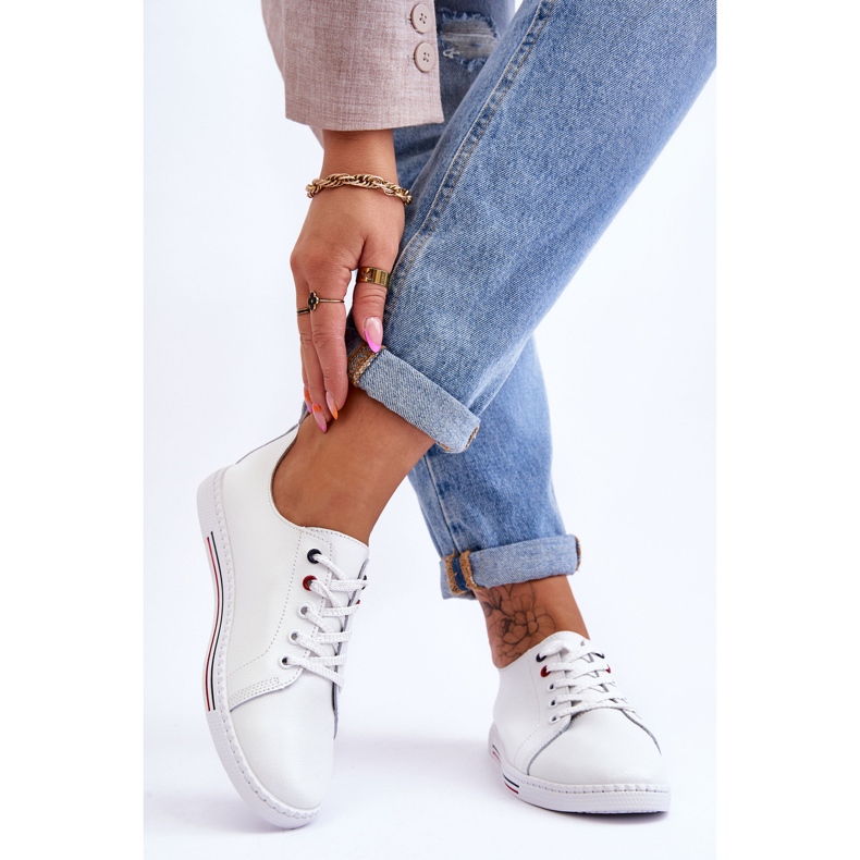 S.Barski Damen-Sneakers aus Leder Weiß Renes 2